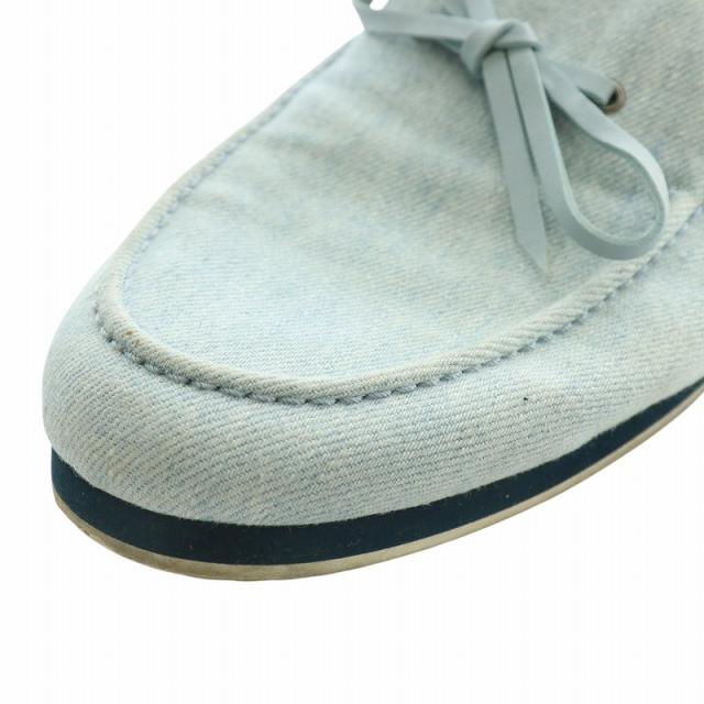 【中古】エルメス HERMES デッキシューズ モカシン スリッポン デニム キャンバス ラウンドトゥ リボン 43 27cm 水色 中古】エルメス HERMES デッキシューズ モカシン スリッポン デニム