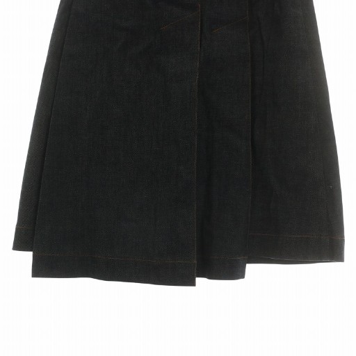 中古】シクラス CYCLAS デニムスカート プリーツ ロング ベルト ジップ  