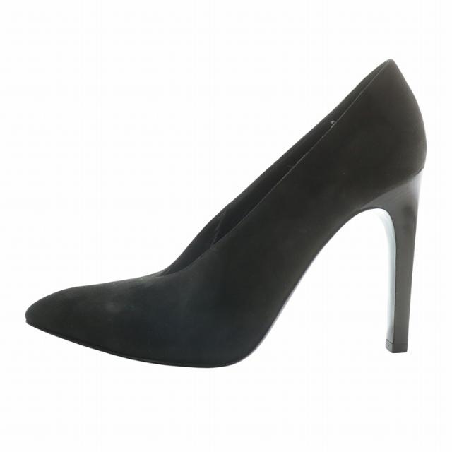 【中古】エルメス HERMES パンプス スエード ポインテッドトゥ ハイヒール 38 24.5cm 黒 ブラック