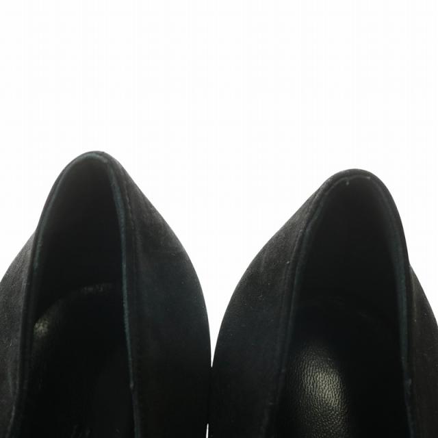 【中古】エルメス HERMES パンプス スエード ポインテッドトゥ ハイヒール 38 24.5cm 黒 ブラック