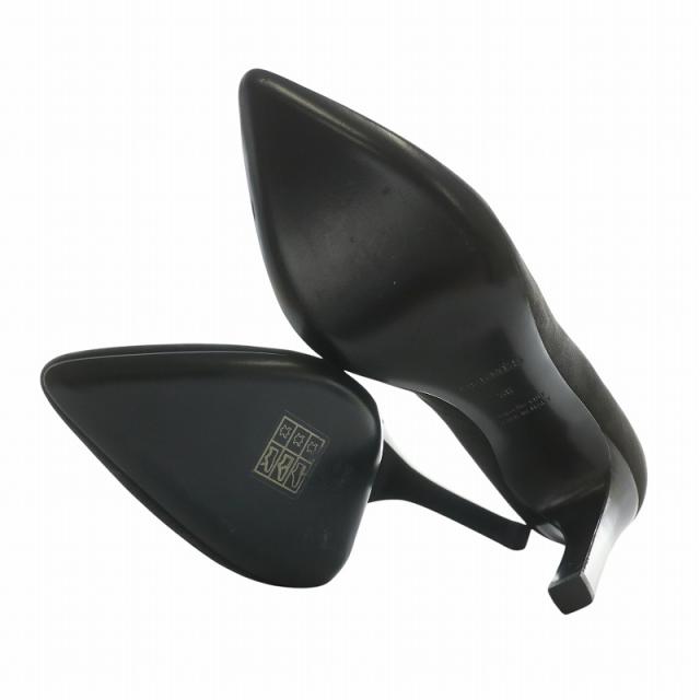 【中古】エルメス HERMES パンプス スエード ポインテッドトゥ ハイヒール 38 24.5cm 黒 ブラック