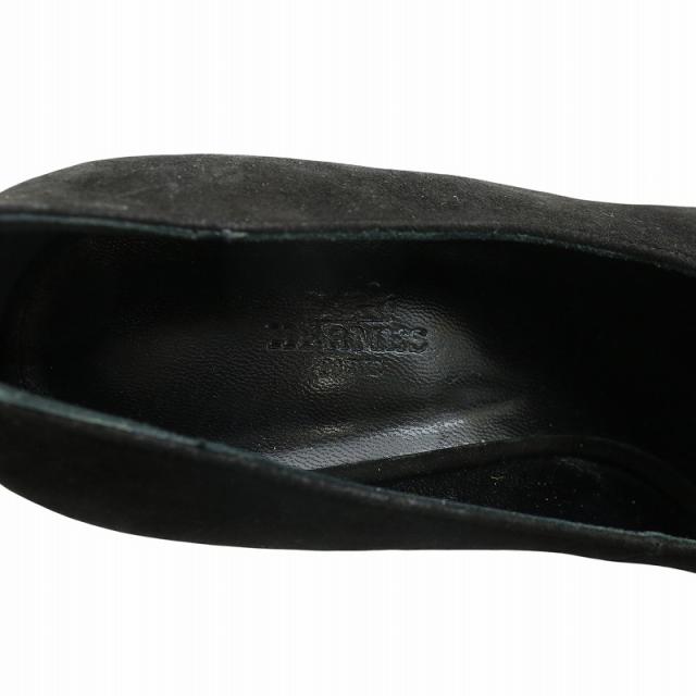 【中古】エルメス HERMES パンプス スエード ポインテッドトゥ ハイヒール 38 24.5cm 黒 ブラック