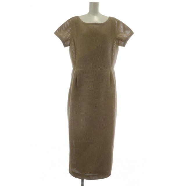 【中古】未使用品 MAX MARA メッシュジャージーワンピース 半袖 ロング ペチコート付き 44 XL ベージュ 2316360239