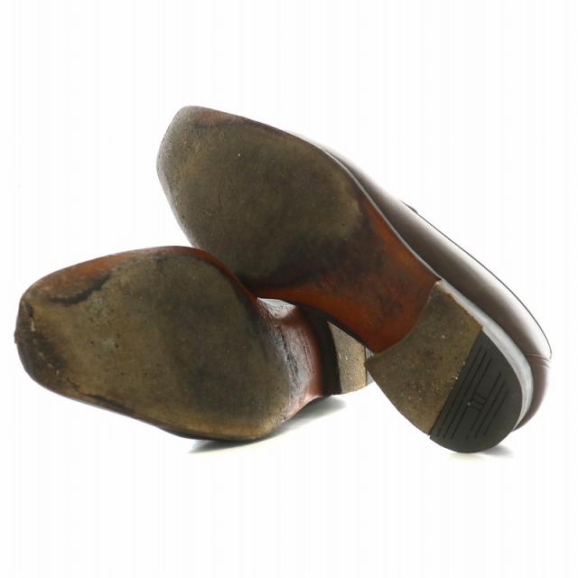 【中古】エルメス HERMES ビジネスシューズ ドレスシューズ レザー スクエアトゥ ロゴ 39 25.5cm 茶色 ブラウン