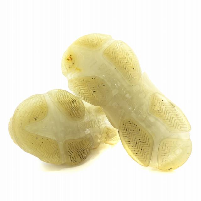 【中古】バレンシアガ BALENCIAGA Triple S スニーカー レザー メッシュ ローカット 厚底 ロゴ 刺繍 37 24.5cm 白