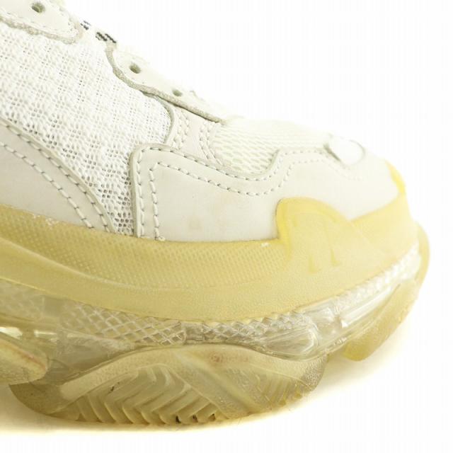 【中古】バレンシアガ BALENCIAGA Triple S スニーカー レザー メッシュ ローカット 厚底 ロゴ 刺繍 37 24.5cm 白