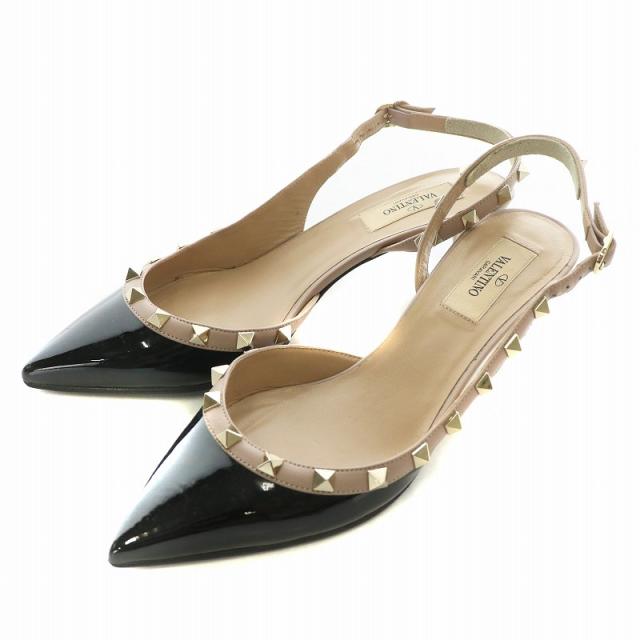 VALENTINO ヴァレンティノ スタッズサンダル ブラック 37 24cm ロック