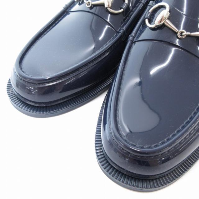 中古】グッチ GUCCI ビットローファー シューズ ラバー 紺