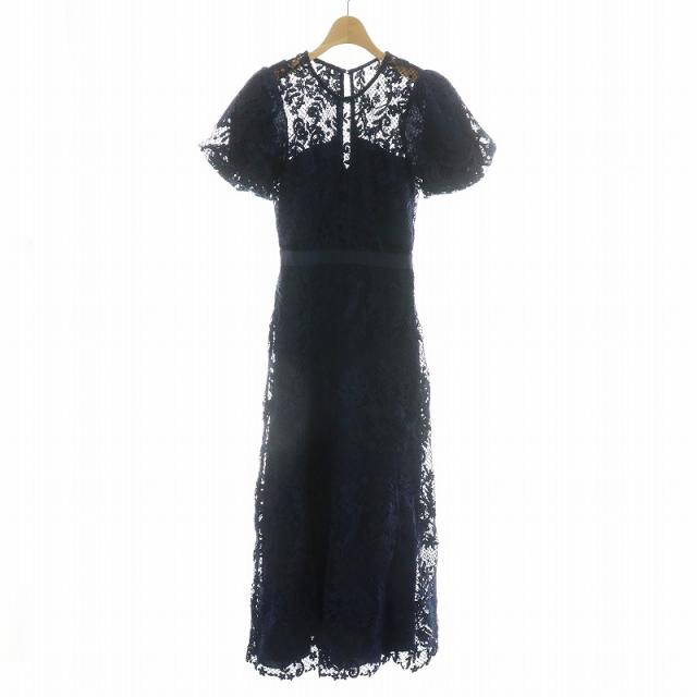 【中古】セルフポートレイト 23AW NAVY LACE MIDI DRESS ワンピース ドレス ロング レース シアー UK6 US2 紺