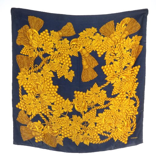 中古】シャネル CHANEL スカーフ 大判 絹 シルク 総柄 ココマーク ロゴ