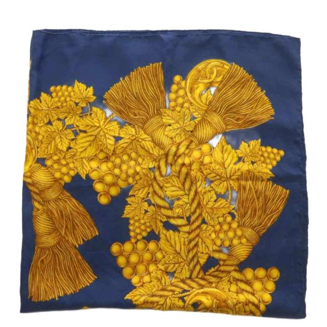 中古】シャネル CHANEL スカーフ 大判 絹 シルク 総柄 ココマーク ロゴ