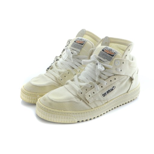 【中古】オフホワイト OFF WHITE ハイカットスニーカー シューズ 靴 ロゴ キャンバス 42 26.5cm 白 ホワイト