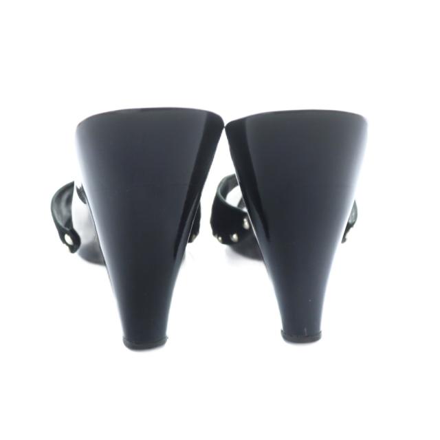 【中古】シャネル CHANEL サンダル ミュール ロゴ ココマーク ハイヒール スエード エナメル 35 22.5cm 黒 ブラック