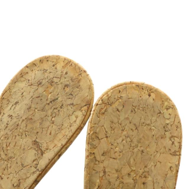 【中古】シャネル CHANEL サンダル コルク レザー オープントゥ ハイヒール ロゴ ゴールド金具 37 23.5cm ピンク 茶色