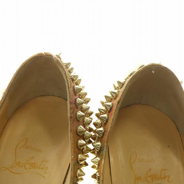 【中古】Christian louboutin パンプス エナメル オープントゥ ピンヒール ロックスタッズ 35.5 22.5cm マルチカラー
