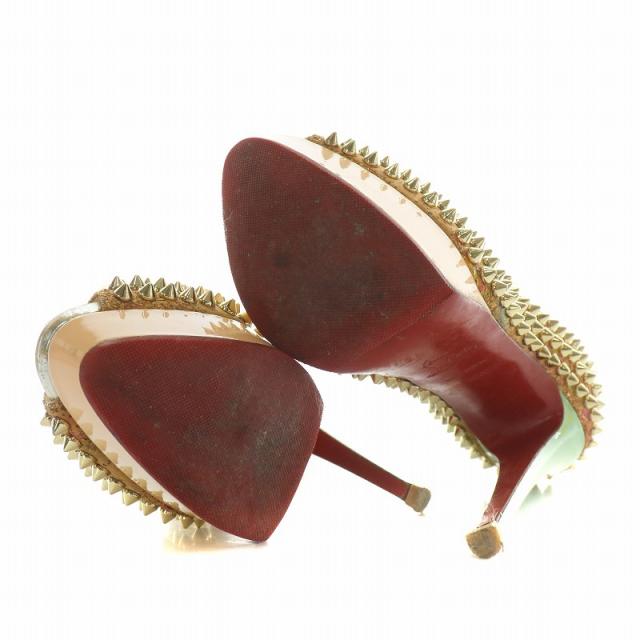 【中古】Christian louboutin パンプス エナメル オープントゥ ピンヒール ロックスタッズ 35.5 22.5cm マルチカラー