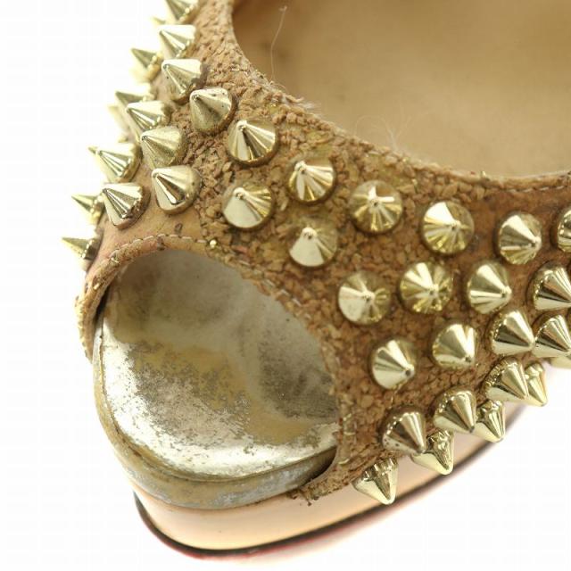 【中古】Christian louboutin パンプス エナメル オープントゥ ピンヒール ロックスタッズ 35.5 22.5cm マルチカラー