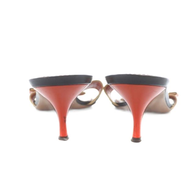 【中古】ルイヴィトン LOUIS VUITTON サンダル ラウンドトゥ ベルト ロゴ モノグラム レザー 36.5 24.5cm オレンジ