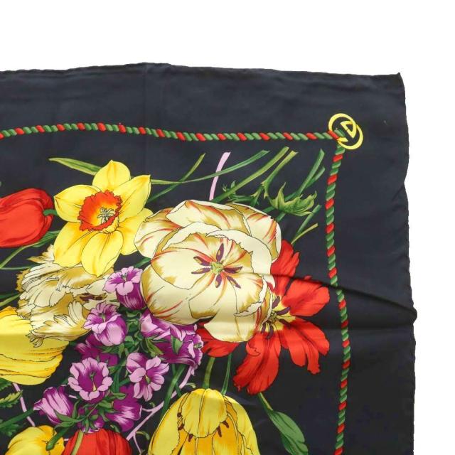 中古】グッチ GUCCI スカーフ 大判 絹 シルク 花柄 総柄 ロゴ マルチ
