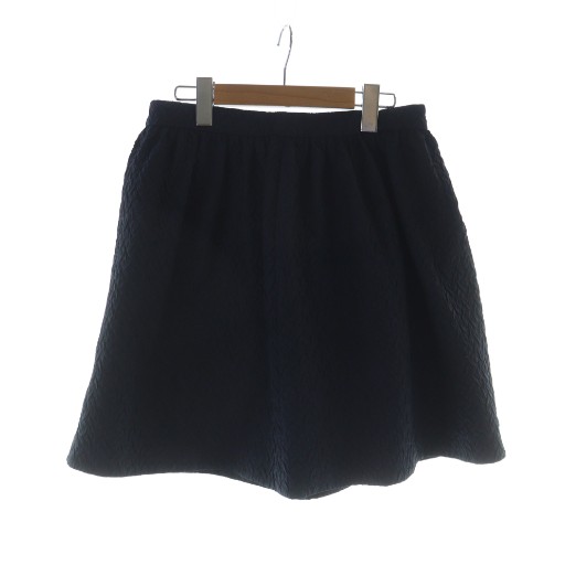 中古】プラダ PRADA ミニスカート フレア ジップフライ ロゴ 38 S 紺