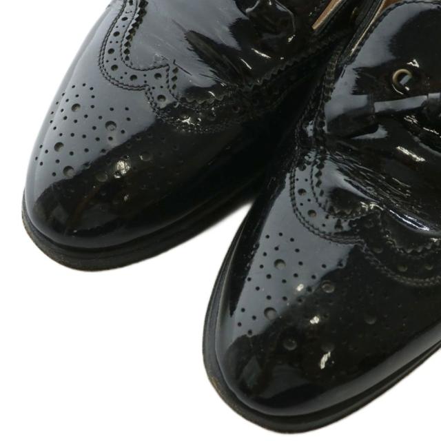 【中古】エルメス HERMES ローファー エナメル ラウンドトゥ フルブローグ 35.5 22.5cm 黒 ブラック