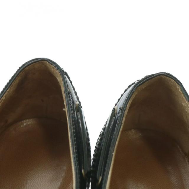 【中古】エルメス HERMES ローファー エナメル ラウンドトゥ フルブローグ 35.5 22.5cm 黒 ブラック