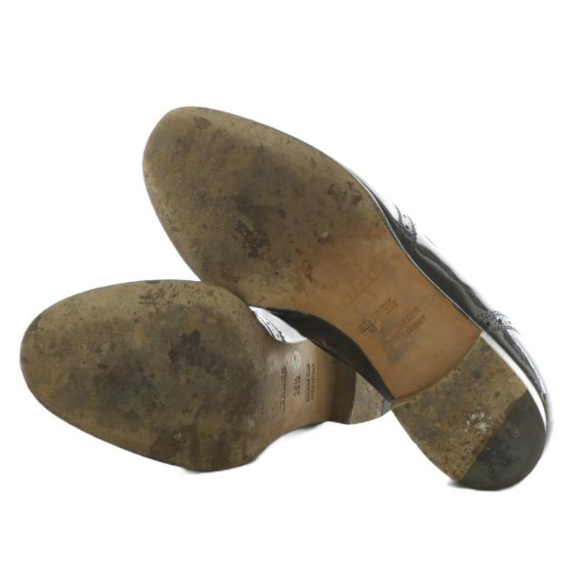 【中古】エルメス HERMES ローファー エナメル ラウンドトゥ フルブローグ 35.5 22.5cm 黒 ブラック