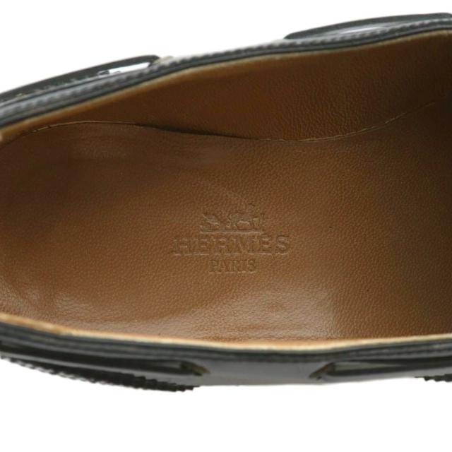 【中古】エルメス HERMES ローファー エナメル ラウンドトゥ フルブローグ 35.5 22.5cm 黒 ブラック