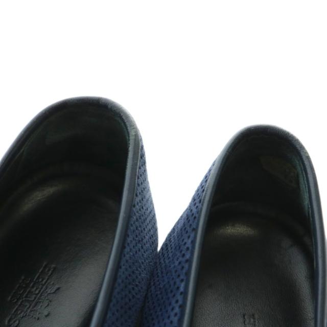 【中古】エルメス HERMES スリッポン スニーカー スエード メッシュ ローカット ラウンドトゥ ロゴ 41.5 26.5cm 紺