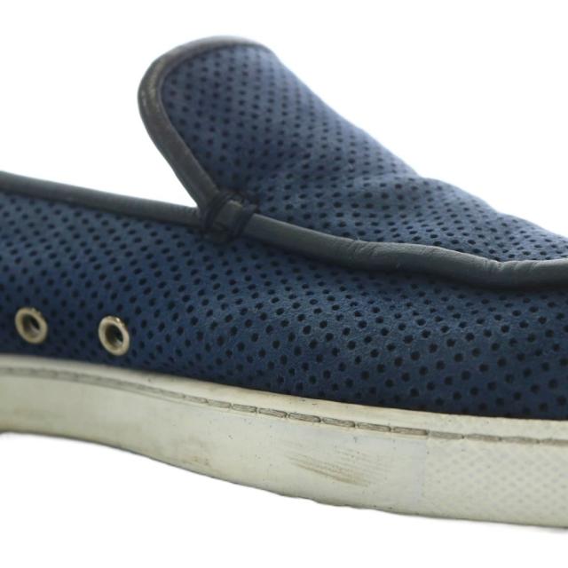 【中古】エルメス HERMES スリッポン スニーカー スエード メッシュ ローカット ラウンドトゥ ロゴ 41.5 26.5cm 紺