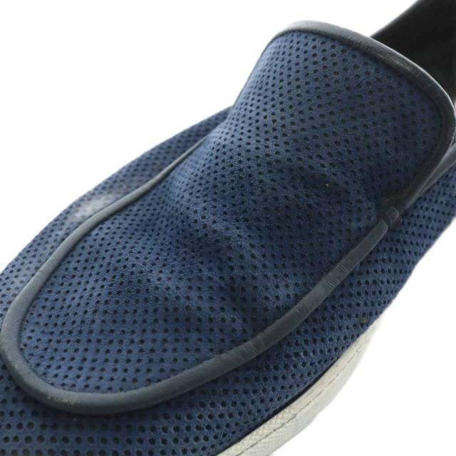 【中古】エルメス HERMES スリッポン スニーカー スエード メッシュ ローカット ラウンドトゥ ロゴ 41.5 26.5cm 紺