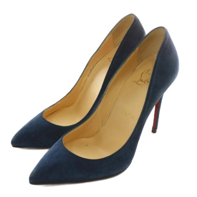【中古】クリスチャンルブタン Christian louboutin パンプス スエード ポインテッドトゥ ピンヒール 35.5 22.5cm 紺