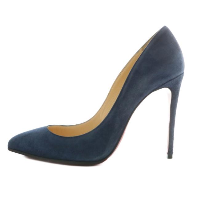 【中古】クリスチャンルブタン Christian louboutin パンプス スエード ポインテッドトゥ ピンヒール 35.5 22.5cm 紺