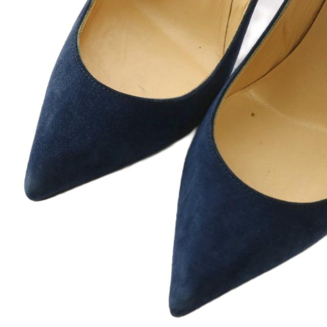 【中古】クリスチャンルブタン Christian louboutin パンプス スエード ポインテッドトゥ ピンヒール 35.5 22.5cm 紺