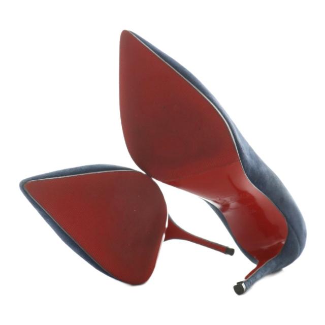 【中古】クリスチャンルブタン Christian louboutin パンプス スエード ポインテッドトゥ ピンヒール 35.5 22.5cm 紺