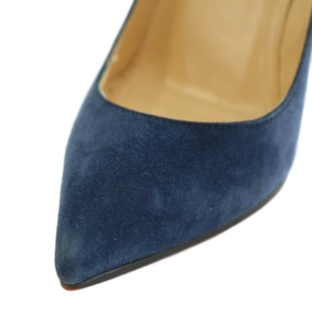 【中古】クリスチャンルブタン Christian louboutin パンプス スエード ポインテッドトゥ ピンヒール 35.5 22.5cm 紺
