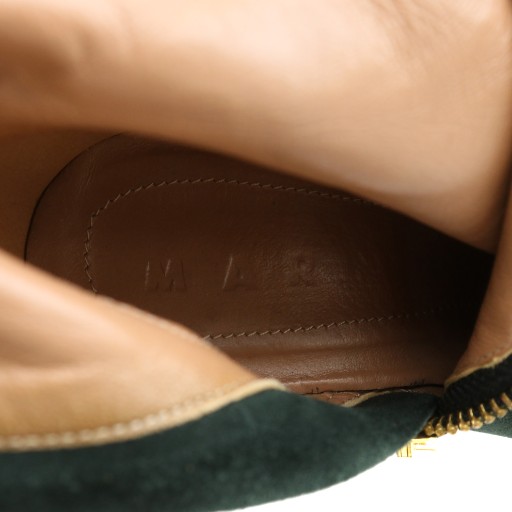 中古】MARNI ショートブーツ スエード スクエアトゥ チャンキーヒール