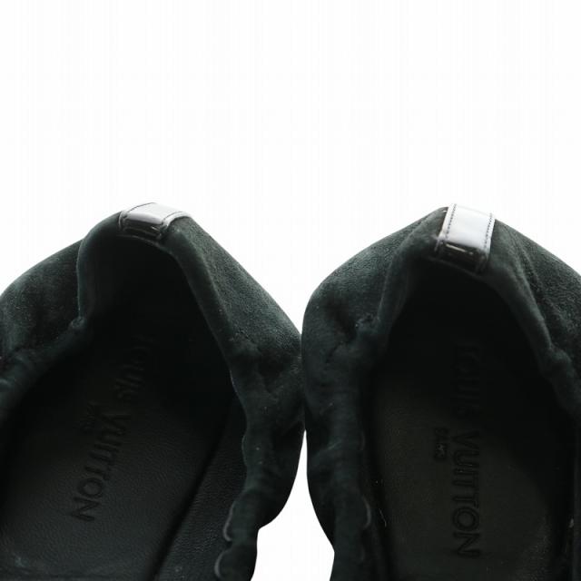 【中古】LOUIS VUITTON バレエシューズ フラットシューズ スエード エナメル ラウンドトゥ LVロゴ 37 23.5cm 黒