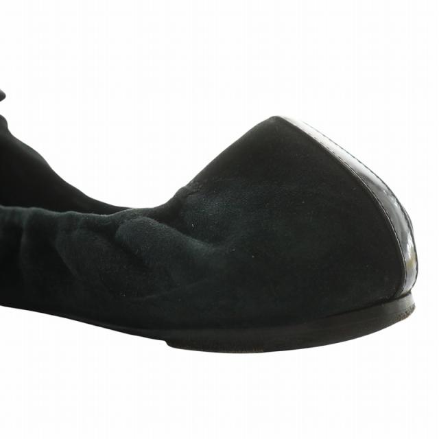 【中古】LOUIS VUITTON バレエシューズ フラットシューズ スエード エナメル ラウンドトゥ LVロゴ 37 23.5cm 黒