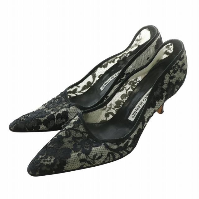 マノロブラニク パンプス ポインテッドトゥ ハイヒール マットパイソン