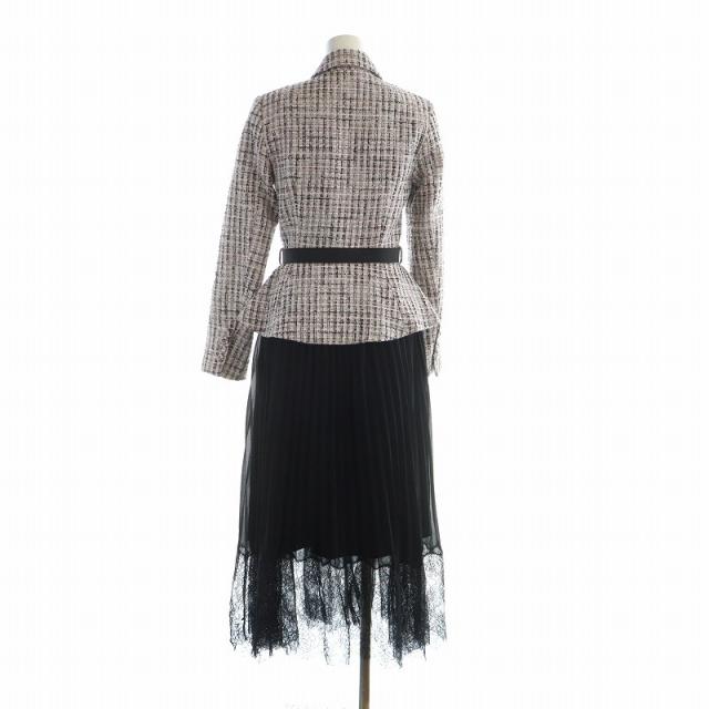 【中古】セルフポートレイト ジャケット ミックス プリーツ ワンピース ドッキング 切替 レース ロング ツイード UK6 中古】セルフポートレイト ジャケット ミックス プリーツ ワンピース