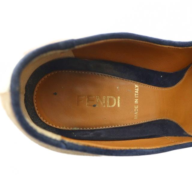 【中古】フェンディ FENDI パンプス ポインテッドトゥ ハラコ ハイヒール ロゴ 36.5 23.5cm 茶 ブラウン アイボリー