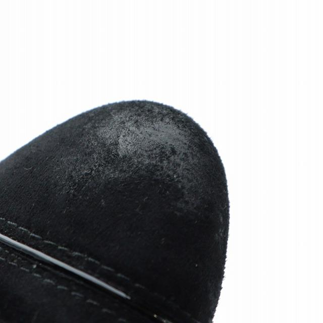 【中古】ルイヴィトン LOUIS VUITTON ショートブーツ ウェッジソール ロゴ スエード 金プレート 37.5 24.5cm 黒