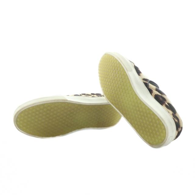 【中古】セリーヌ CELINE スリッポン スニーカー シューズ 靴 ハラコ レオパード柄 ヒョウ柄 ロゴ 37 24cm ベージュ 中古】セリーヌ CELINE スリッポン スニーカー シューズ 靴 ハラコ