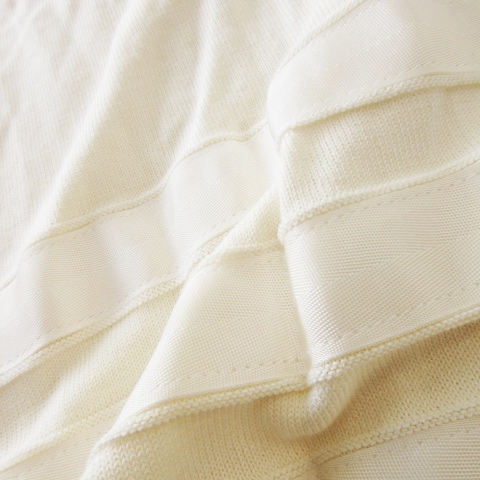 【中古】レッド ヴァレンティノ RED VALENTINO ノースリーブカットソー ニット レース サイドリボン ボーダー XL 白 中古】レッド ヴァレンティノ RED VALENTINO ノースリーブカットソー