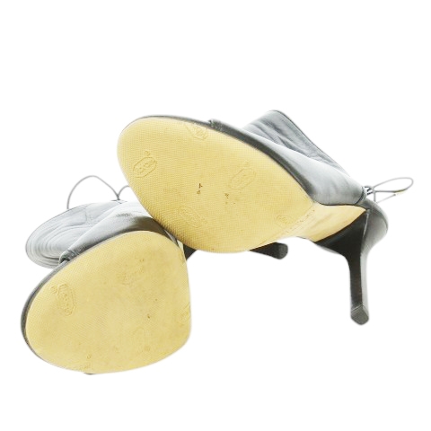 【中古】ジミーチュウ JIMMY CHOO サンダル ハイヒール ブーティ レザー 革 バックレースアップ 35 22.0cm 黒