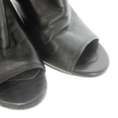 【中古】ジミーチュウ JIMMY CHOO サンダル ハイヒール ブーティ レザー 革 バックレースアップ 35 22.0cm 黒