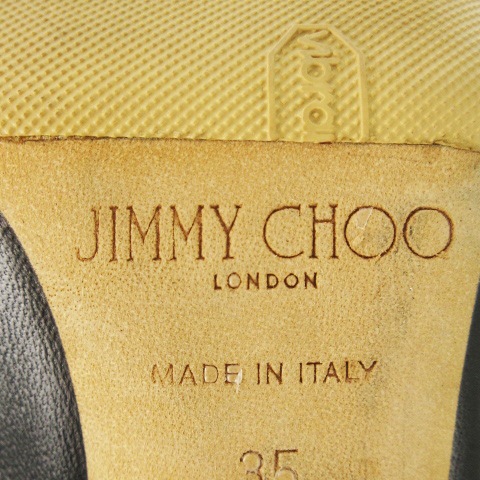 【中古】ジミーチュウ JIMMY CHOO サンダル ハイヒール ブーティ レザー 革 バックレースアップ 35 22.0cm 黒