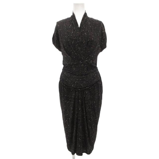 【中古】マックスマーラ MAX MARA カシュクールドレープワンピース ノースリーブ ひざ丈 総柄 ストレッチ