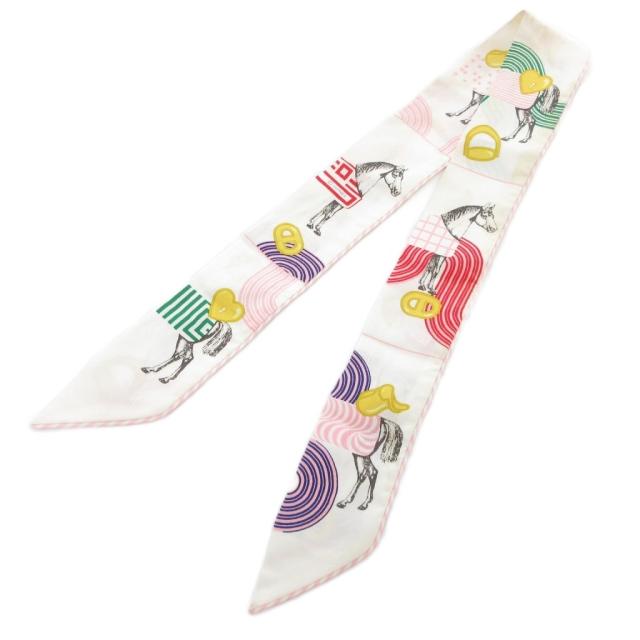 【中古】エルメス HERMES GARDE-ROBE POP CHARMS ガルドローブ ポップ ツイリー スカーフ 総柄 シルク マルチカラー